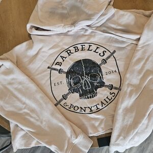 Barbells & Ponytails Light Pink Cropped Hoodie